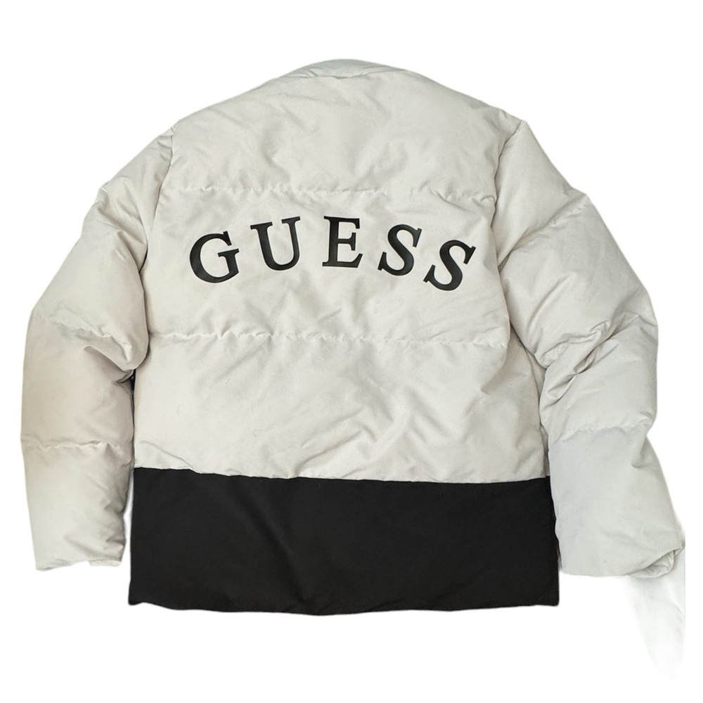 Guess | NWOT Men black and white Heavy-Weight Colorblock Puffer Jacket size L - Picture 10 of 11